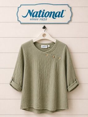NATIONAL – Sage Green Textured Top – Size XL
